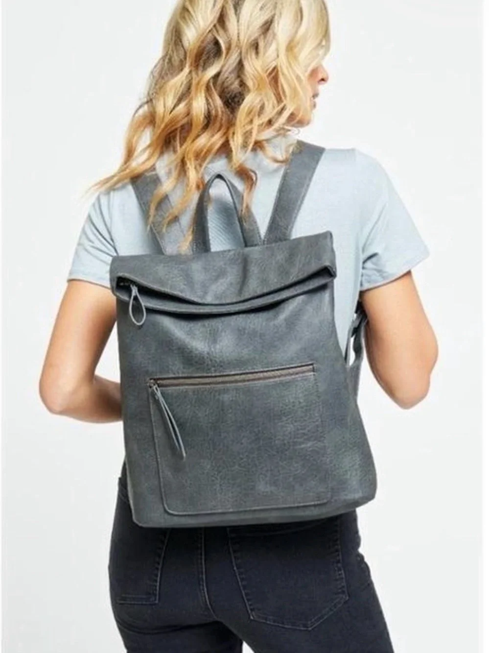 Urban Expressions Light Gray Lennon Convertible Vegan Leather Backpack